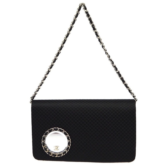 Chanel Black satin chain handbag - Picture 1 of 5